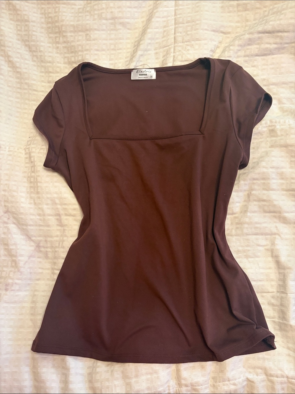 Electric Family Chocolate Brown Square Neck Short Sleeve Tee